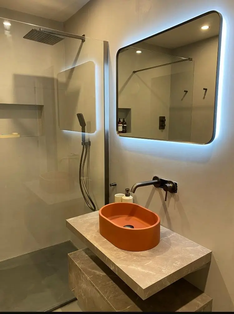 Seamless microcement floor finish applied in Dublin by Lyons Design